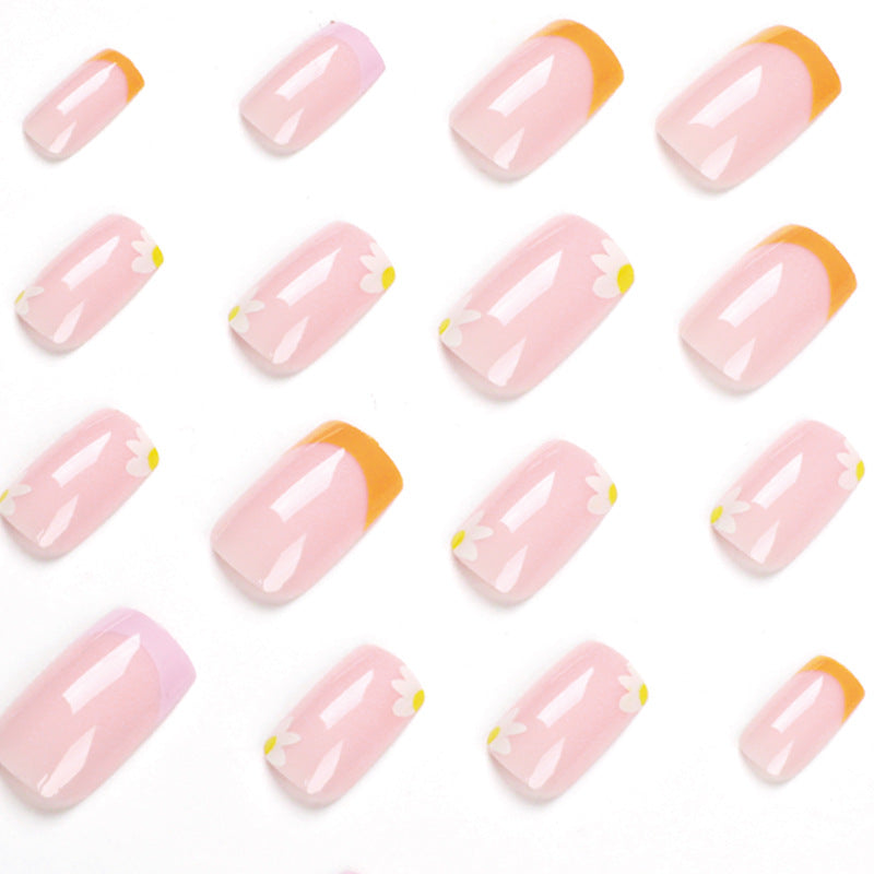 Lemon Lilac Floral French press-on nails