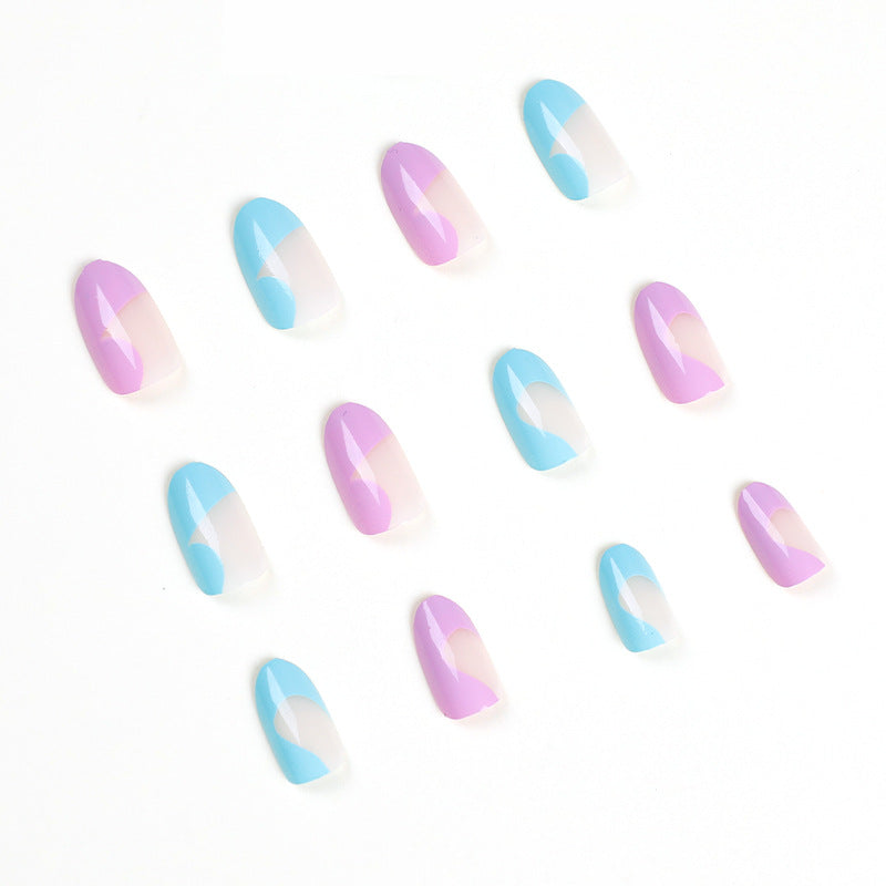 Colorblock French press-on nails