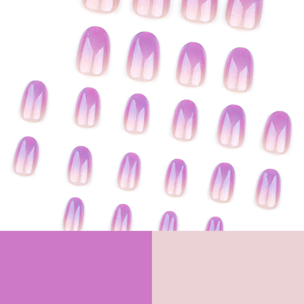 Lavender Fade French short round press-on nails