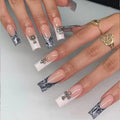 Noir Cross French long ballet press-on nails