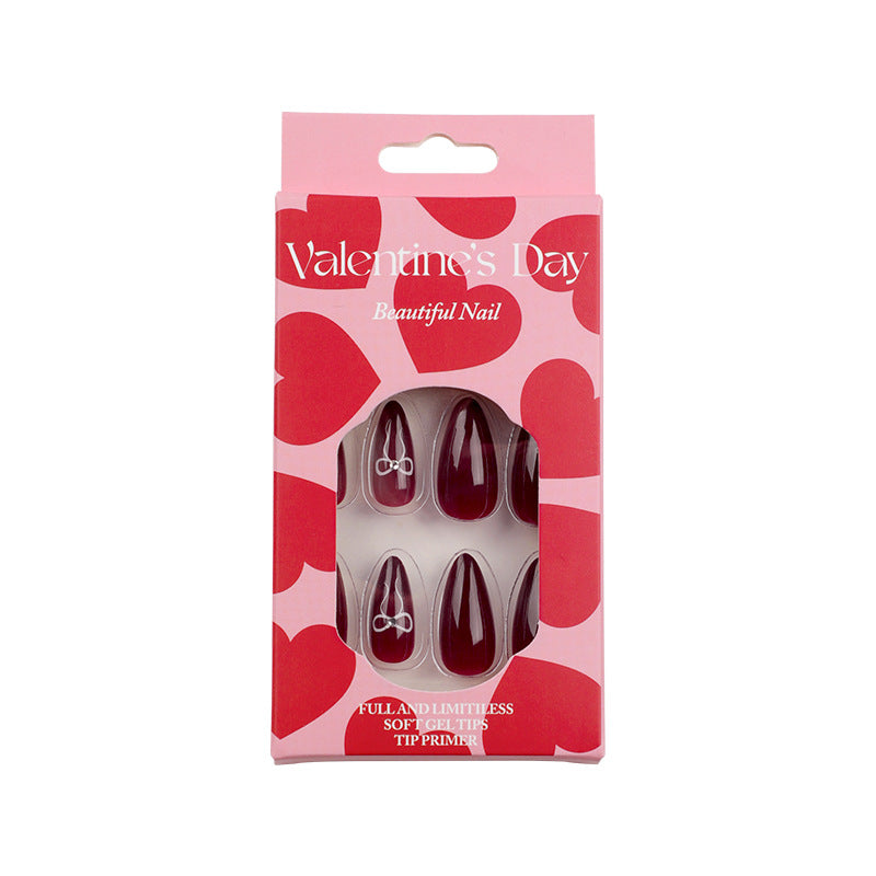 Scarlet Heart French red outline press-on nails