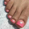 Blush Heart Fade short press-on toenails