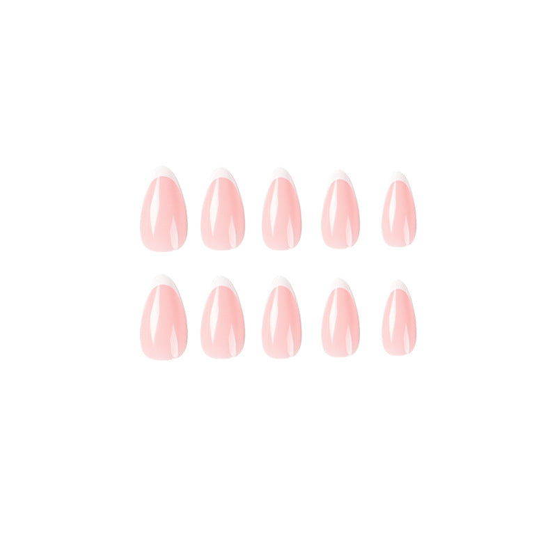 Clean White French short almond press-on nails