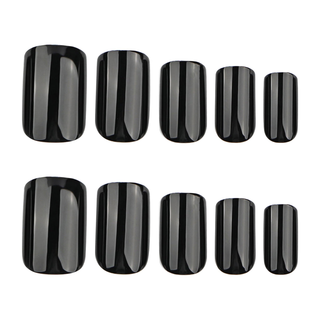 Midnight Black solid press-on nails