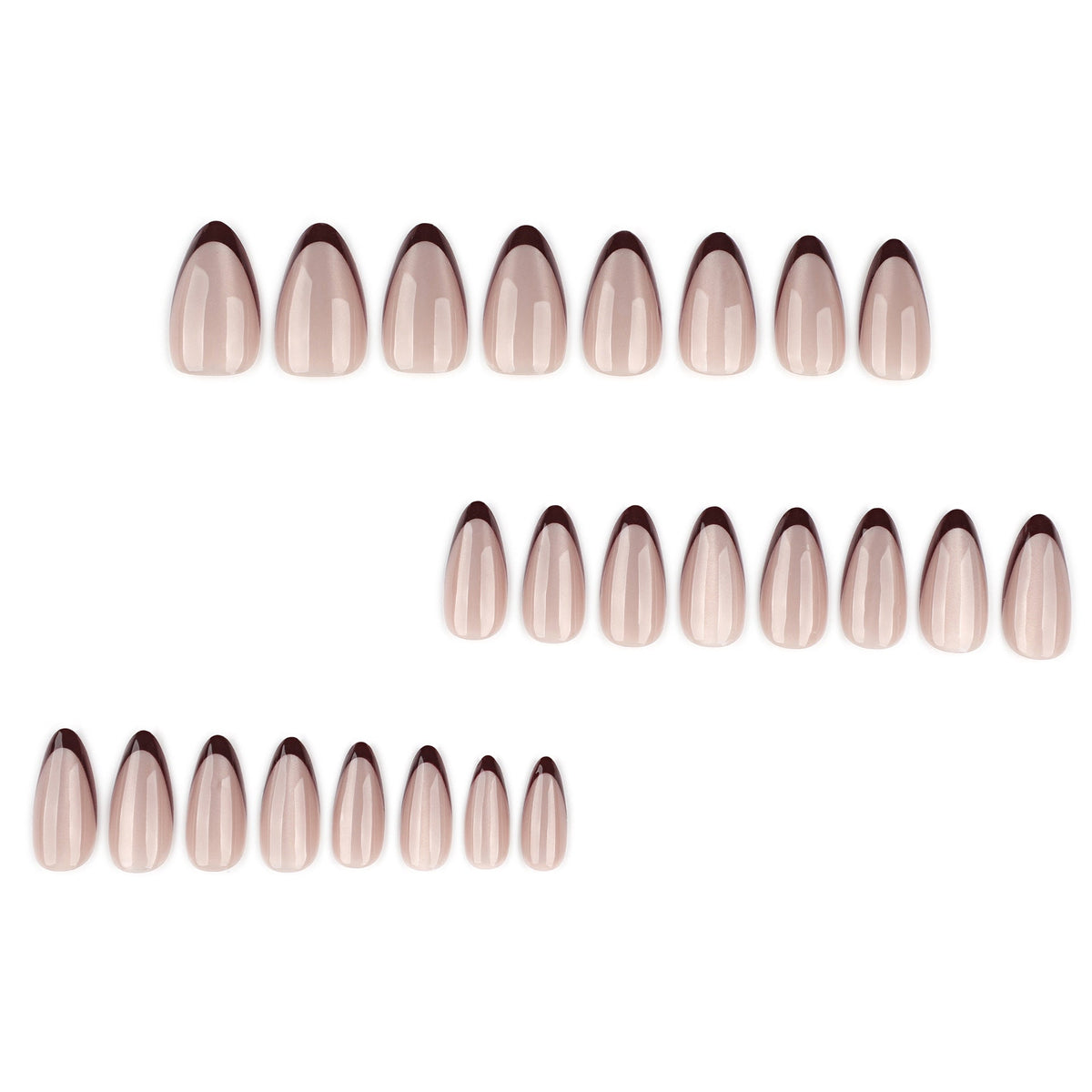 Ruby Cat Eye French medium almond press-on nails