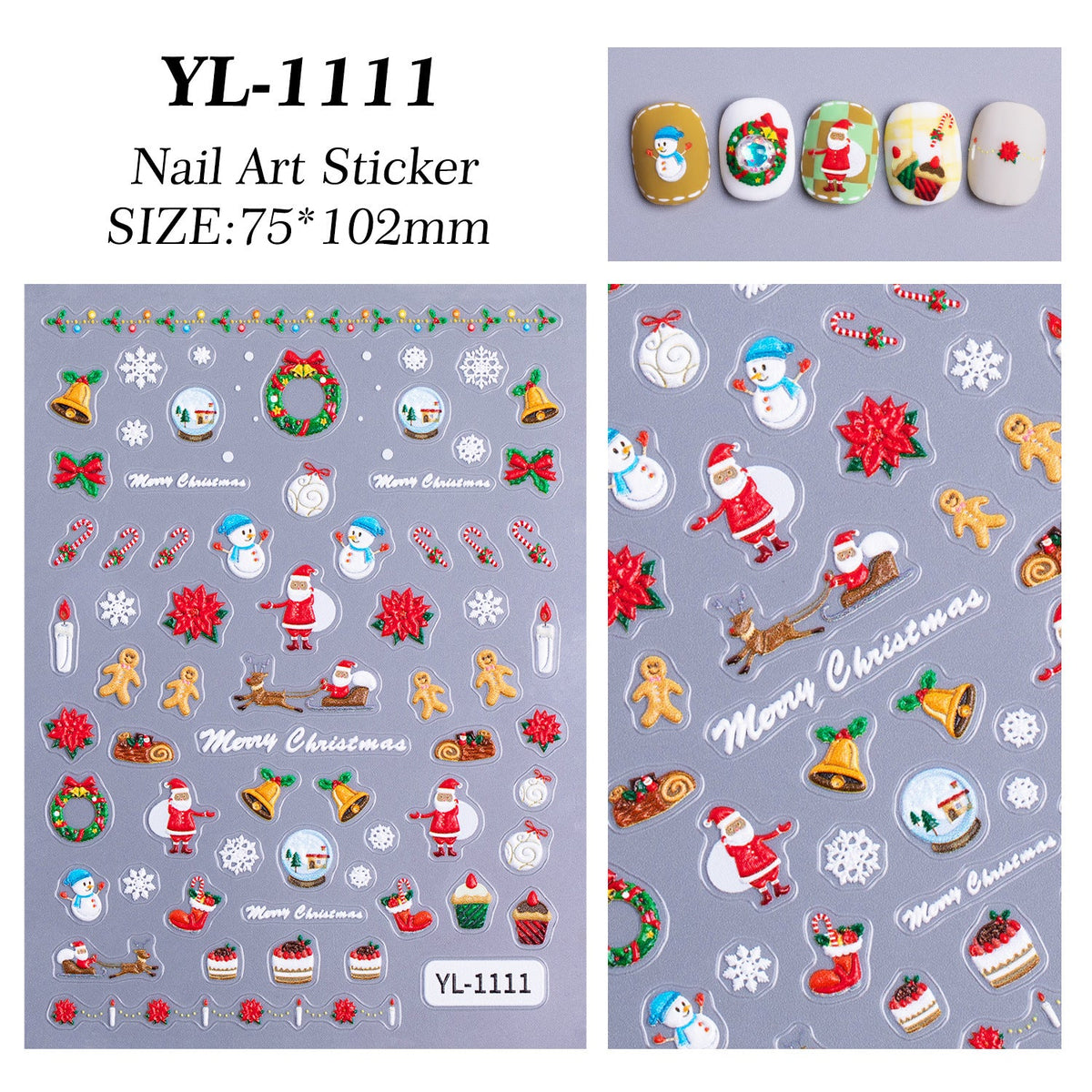Snowman Holiday 5D nail stickers, alternate view 8