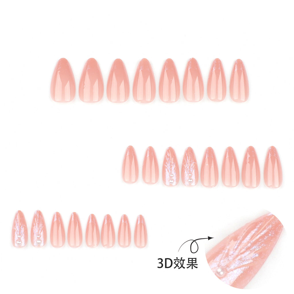 Nude Shell Almond 3D press-on nails