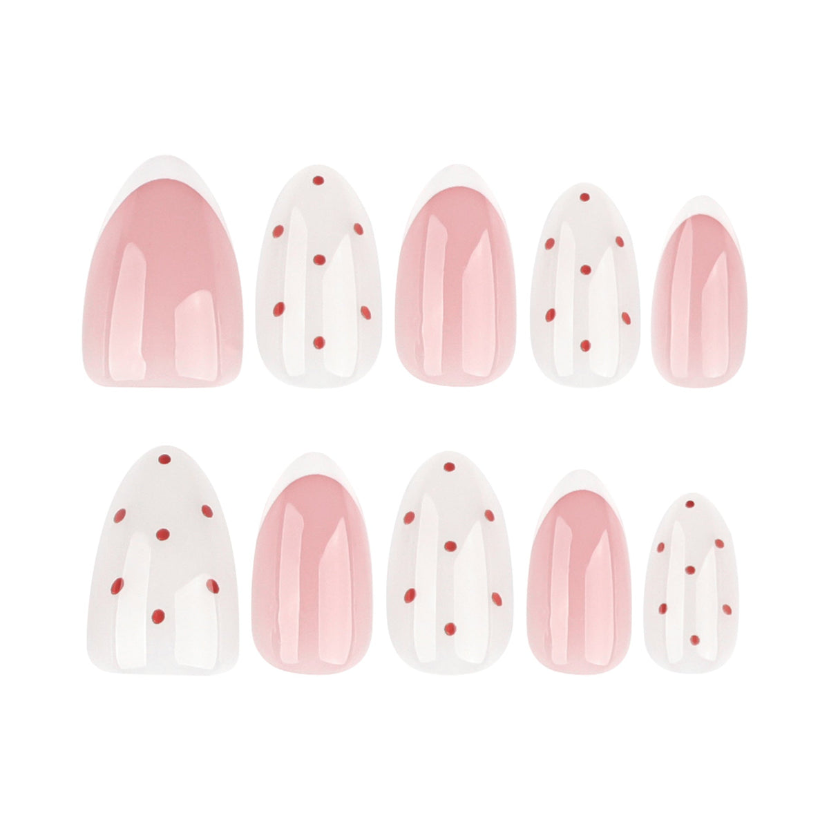 White Dot French short almond press-on nails
