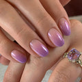 Lavender Fade French short round press-on nails