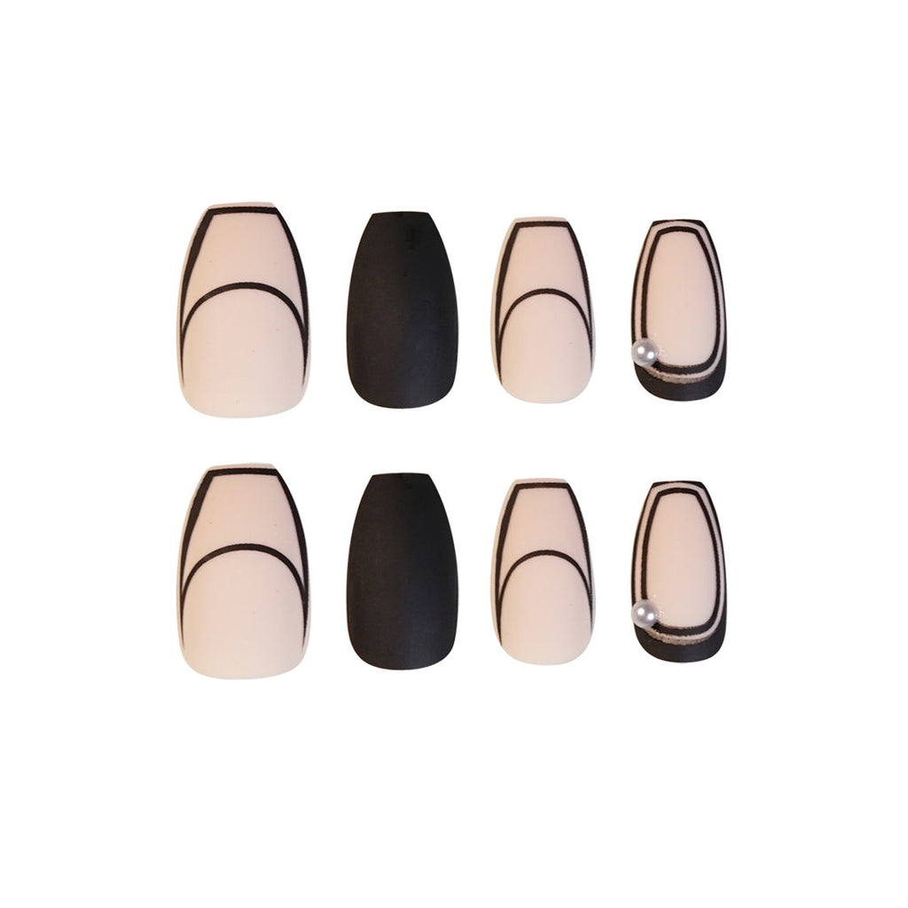 Mocha Pearl French press-on nails