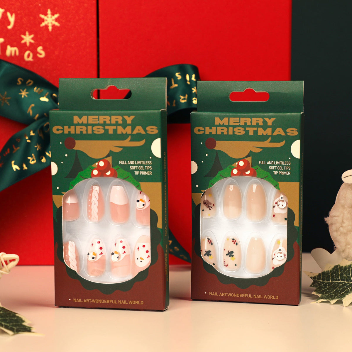Holiday Ballet short Christmas press-on nails