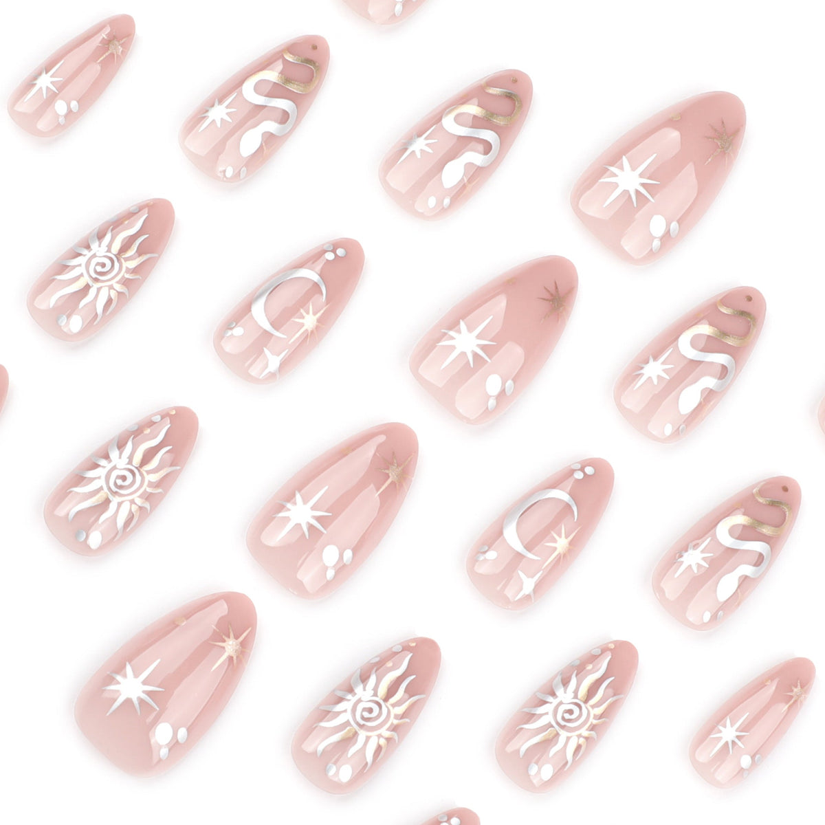 Lunar Snake Celestial almond press-on nails