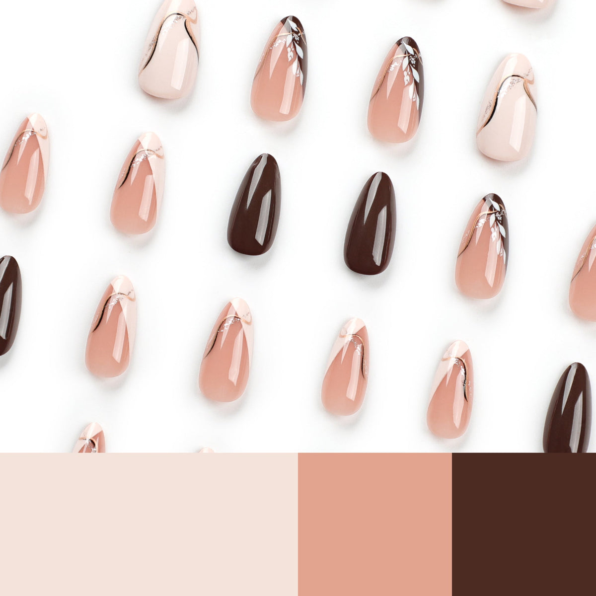 Cocoa Leaf brown press-on nails