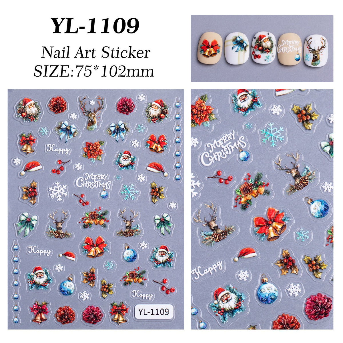 Snowman Holiday 5D nail stickers, alternate view 6