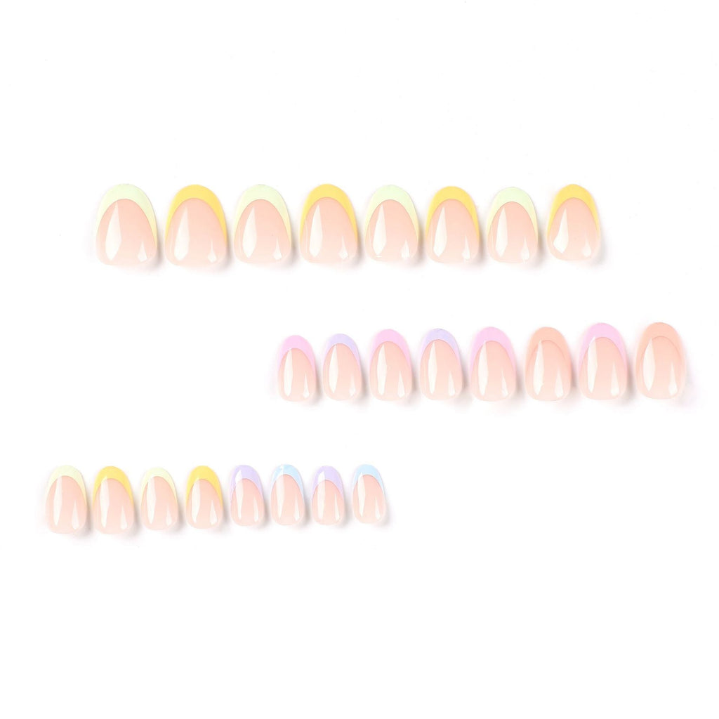 Rainbow French almond press-on nails