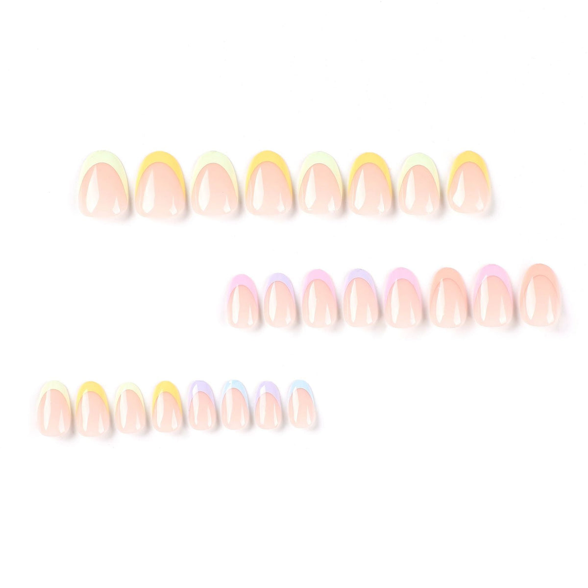 Rainbow French almond press-on nails
