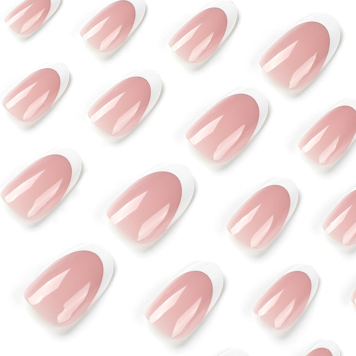 Classic White French short almond press-on nails