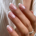 Classic Blush French short round press-on nails