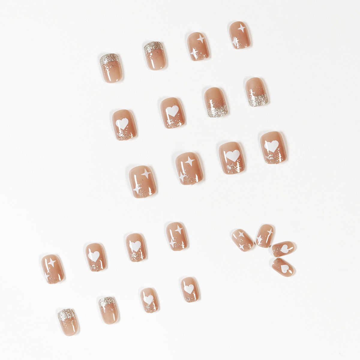 Nude Heart Sparkle press-on nails