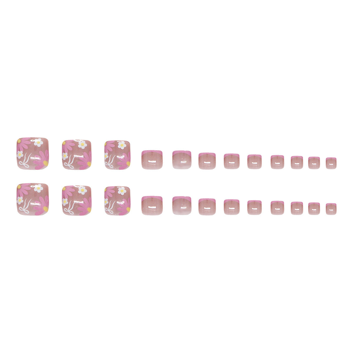 Lilac Daisy Bow French 24-piece press-on toenail set