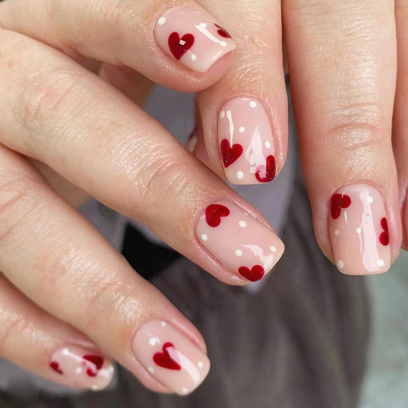 Red Heart Dot press-on nails