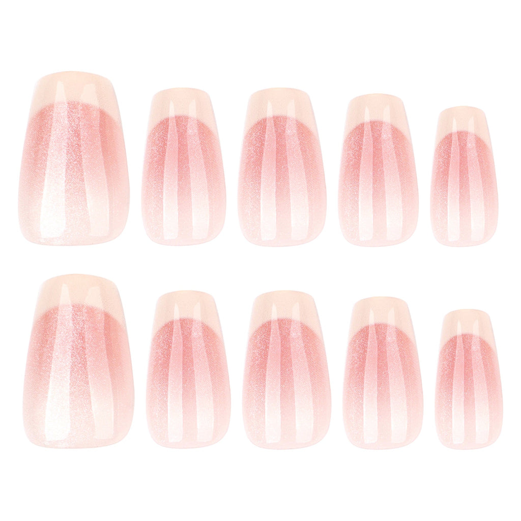 Cream Blush Cat Eye short ballet press-on nails