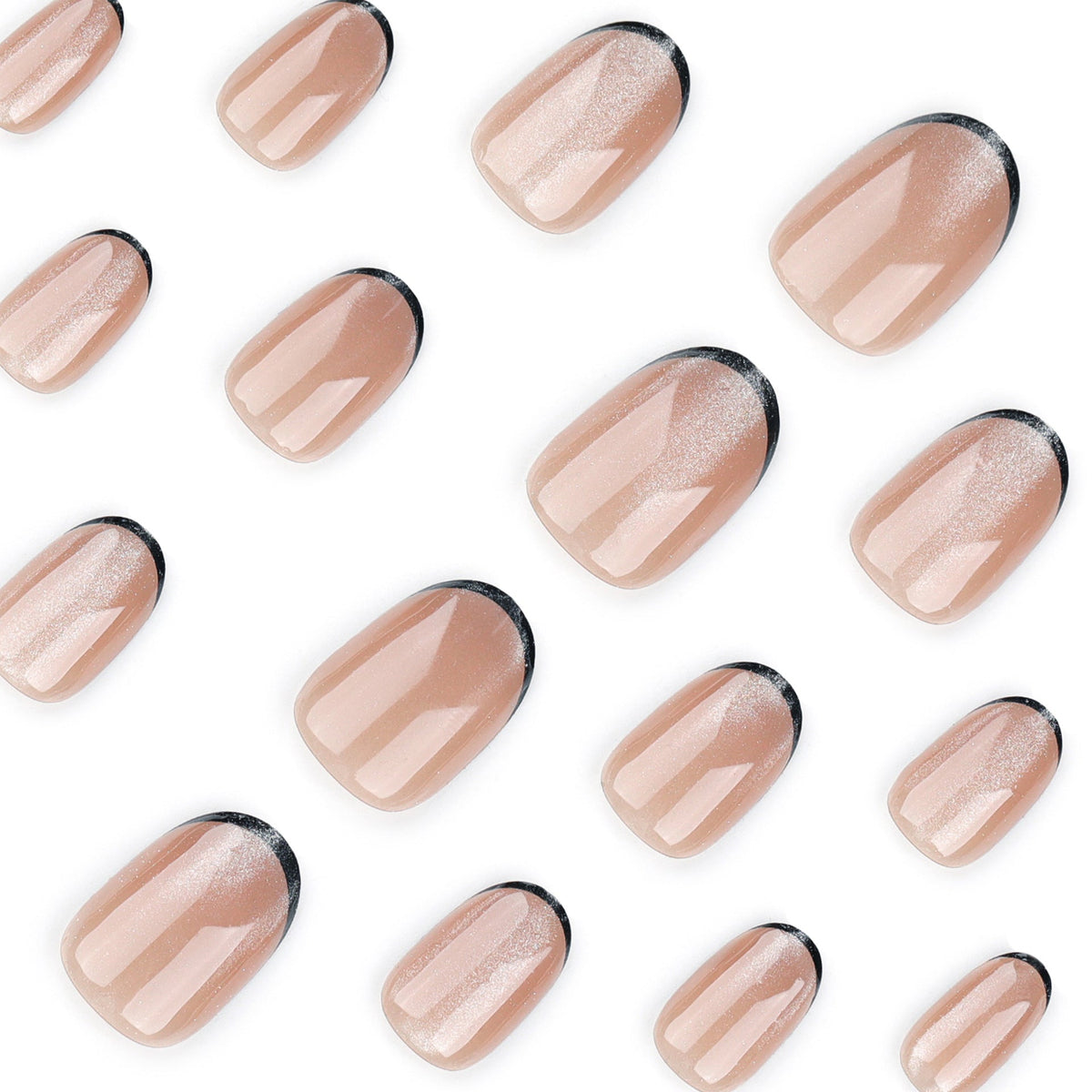 Cocoa Cat Eye French short press-on nails