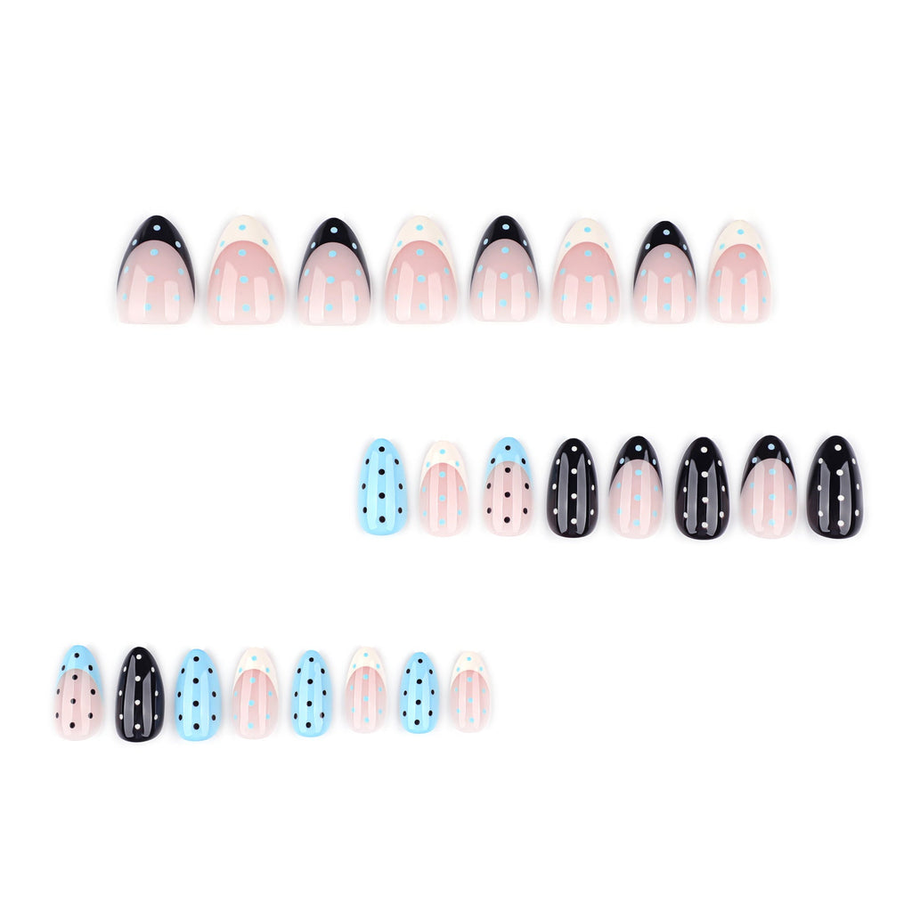 Polka Dot French almond press-on nails