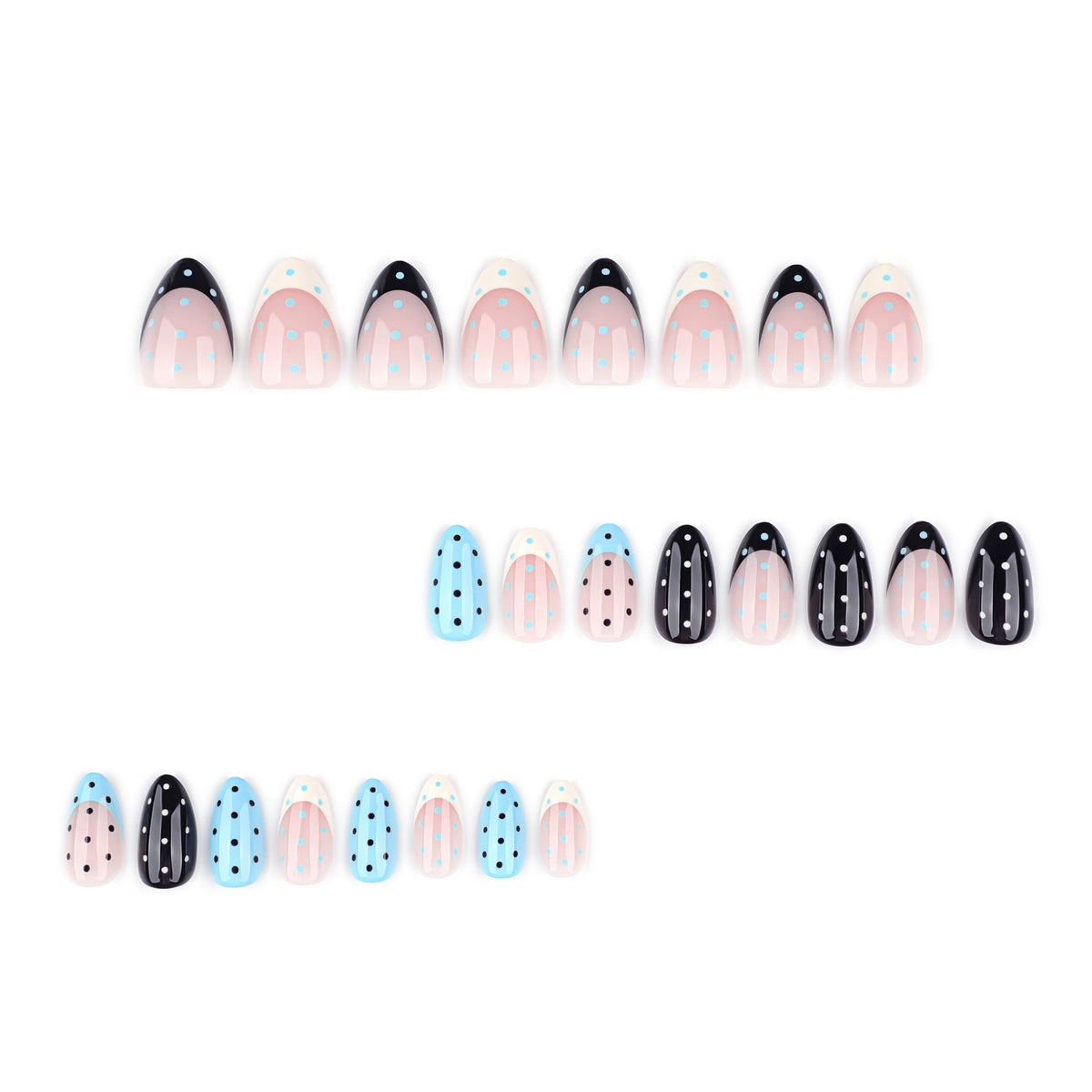 Polka Dot French almond press-on nails