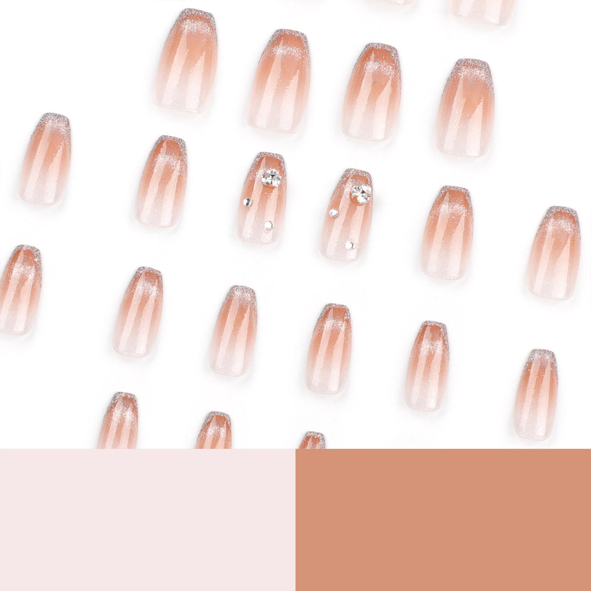 Crystal Fade French gradient press-on nails
