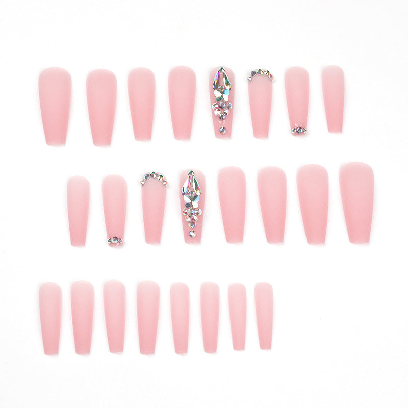 Blush Rhinestone Ballet extra long matte press-on nails