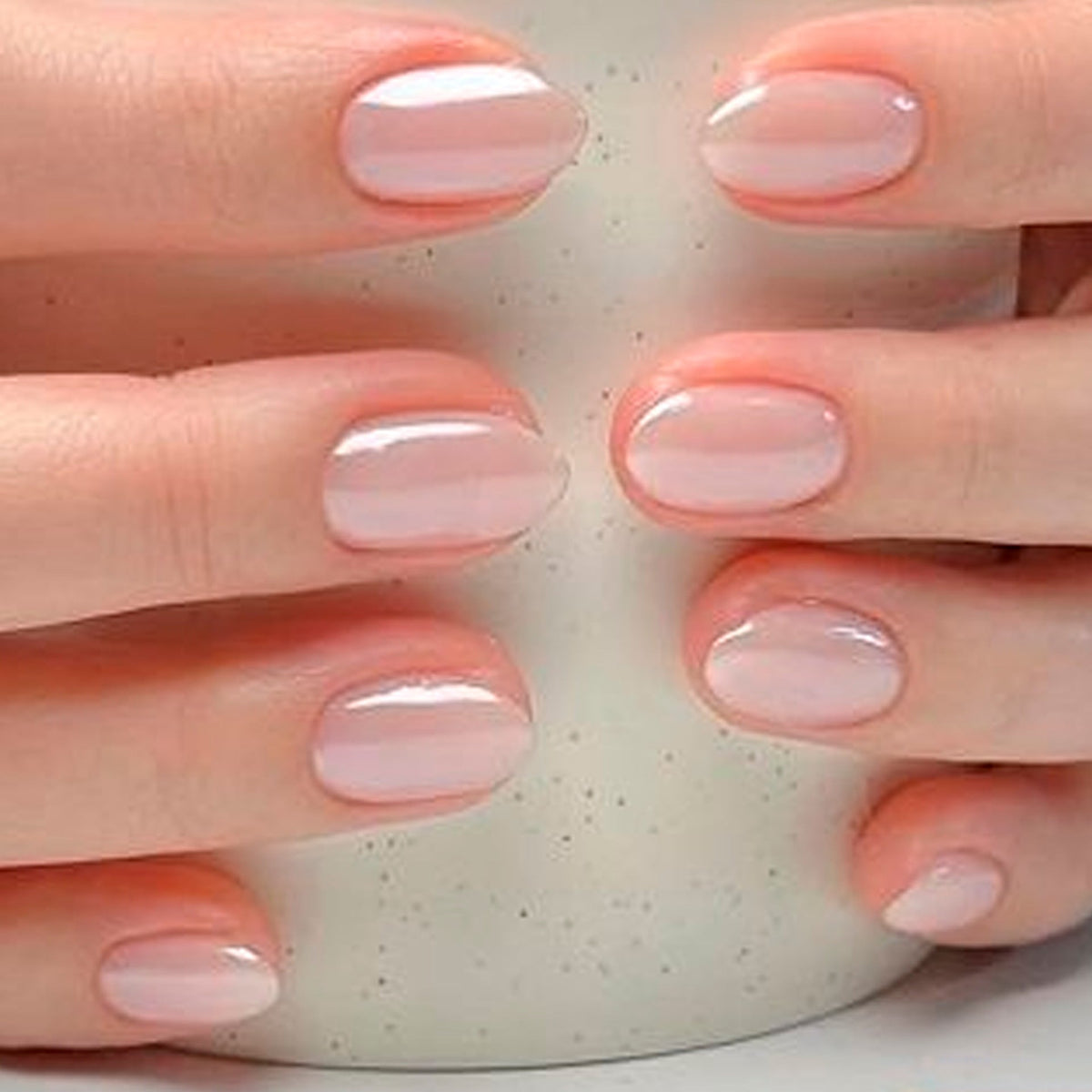 Natural Nude Oval glossy press-on nails