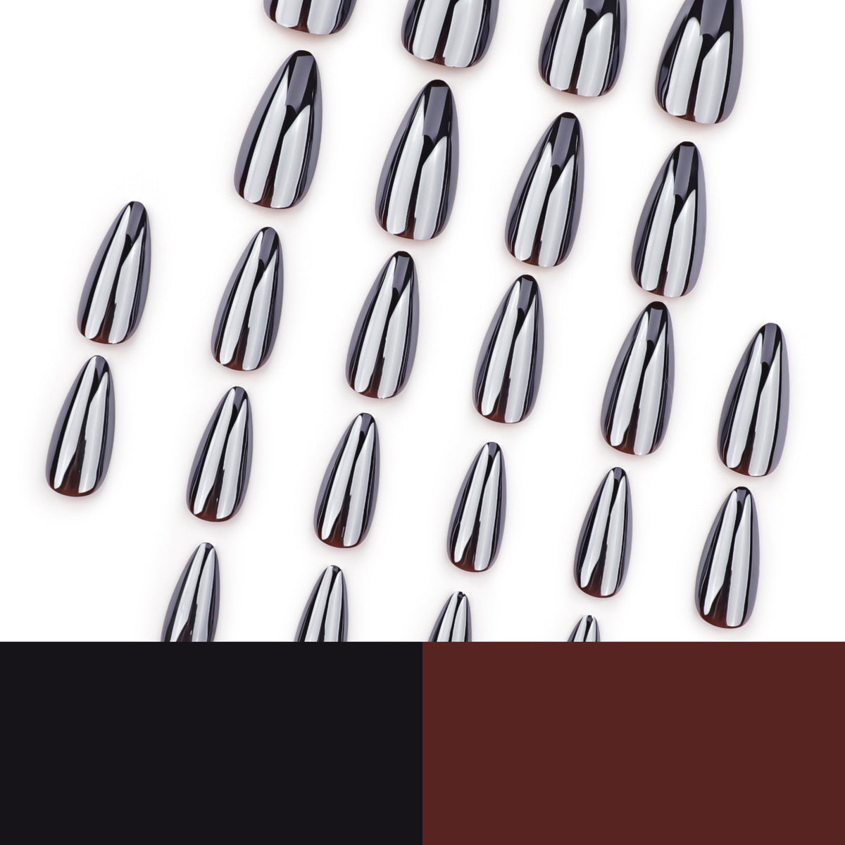 Midnight Almond short black press-on nails