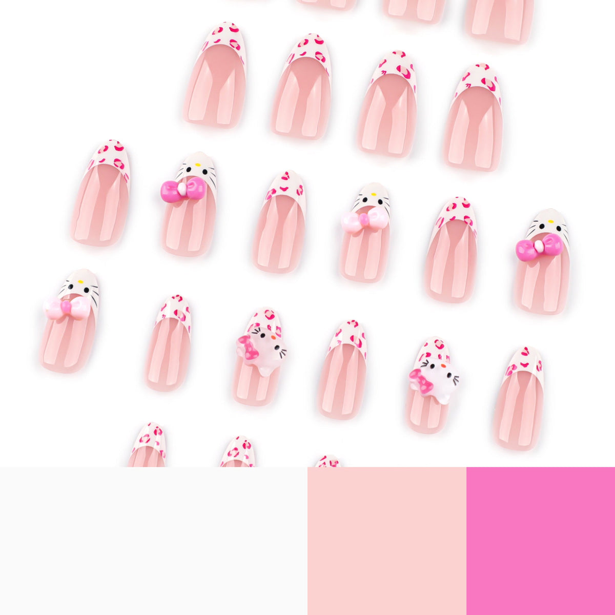 Sweet Leopard French short almond press-on nails, alternate view 4