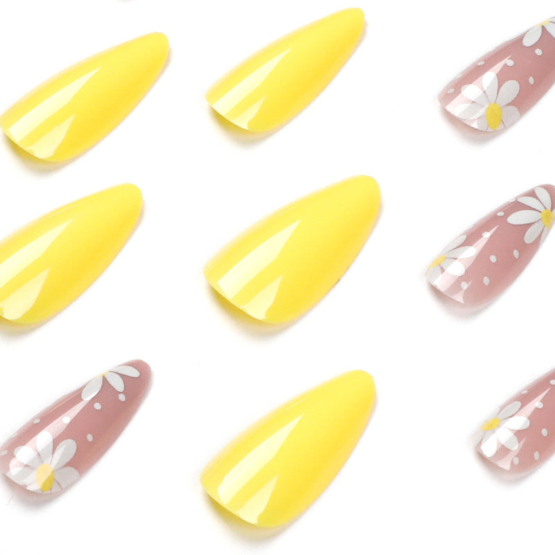 Blush Blossom Almond short floral press-on nails