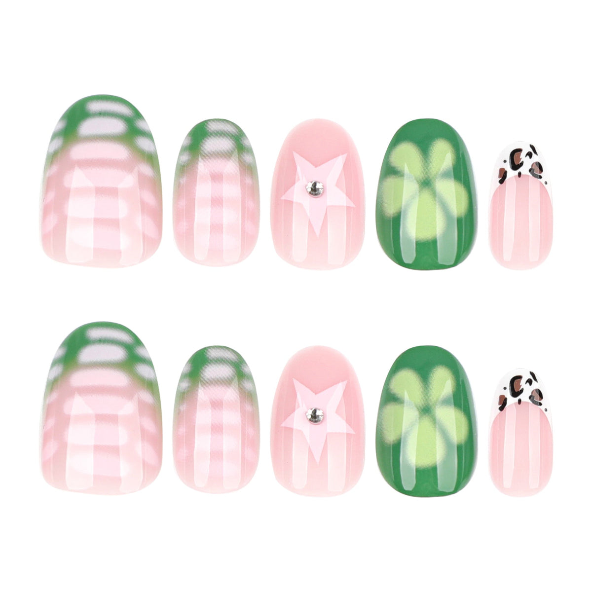 Fresh Green Round short press-on nails