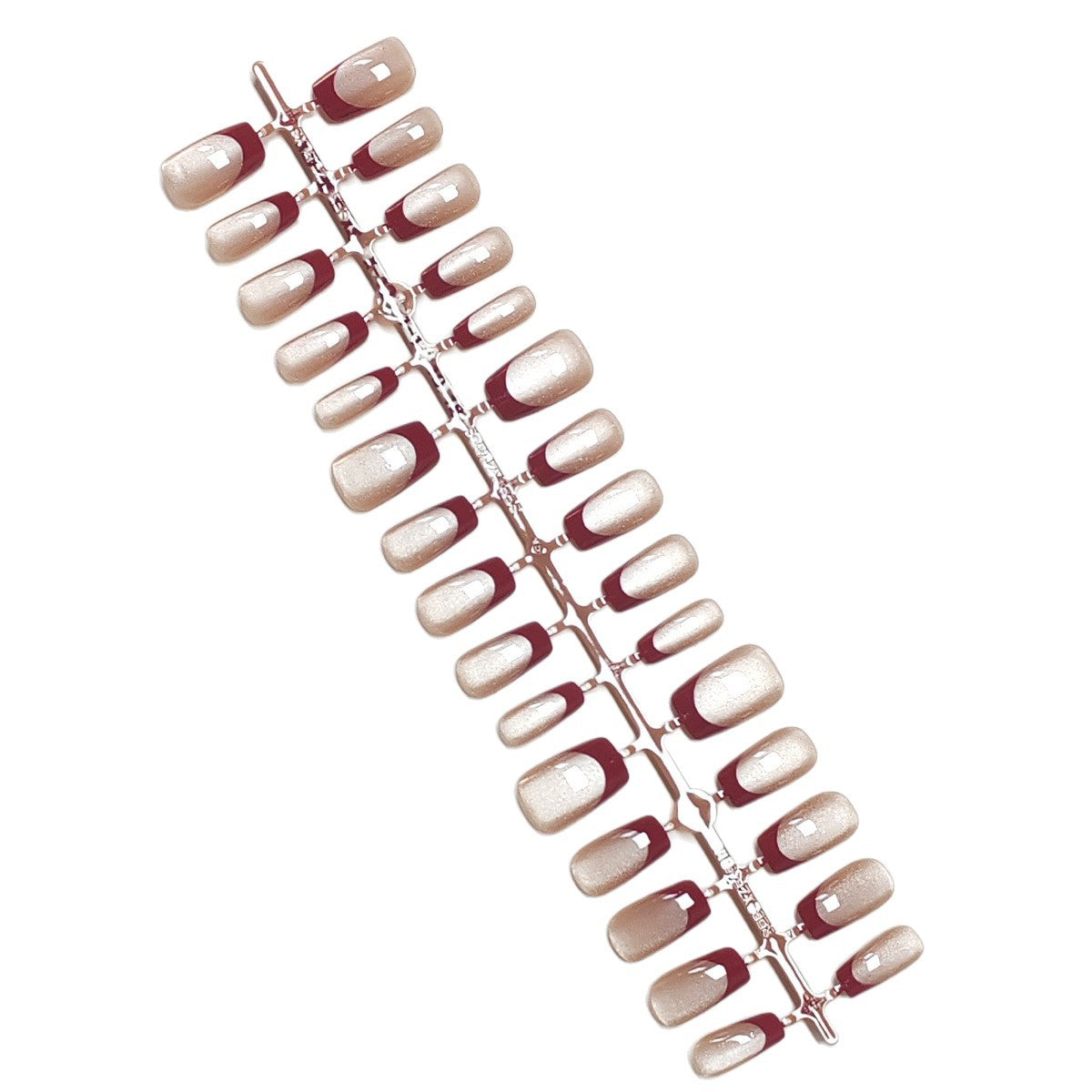 Ruby Cat Eye French medium almond 30-piece press-on nail set