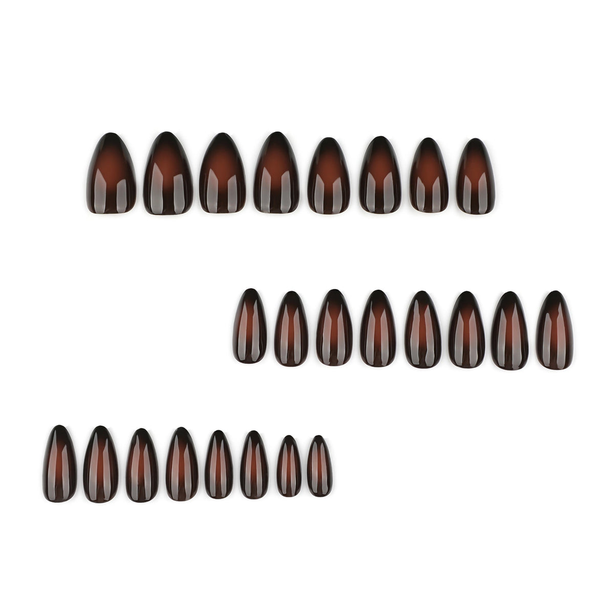 Espresso Veil brown and black smoky almond press-on nails, alternate view 2