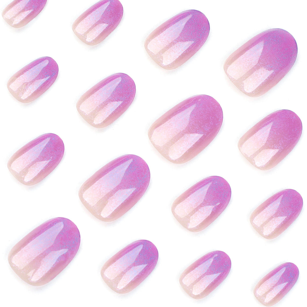 Lavender Fade French short round press-on nails