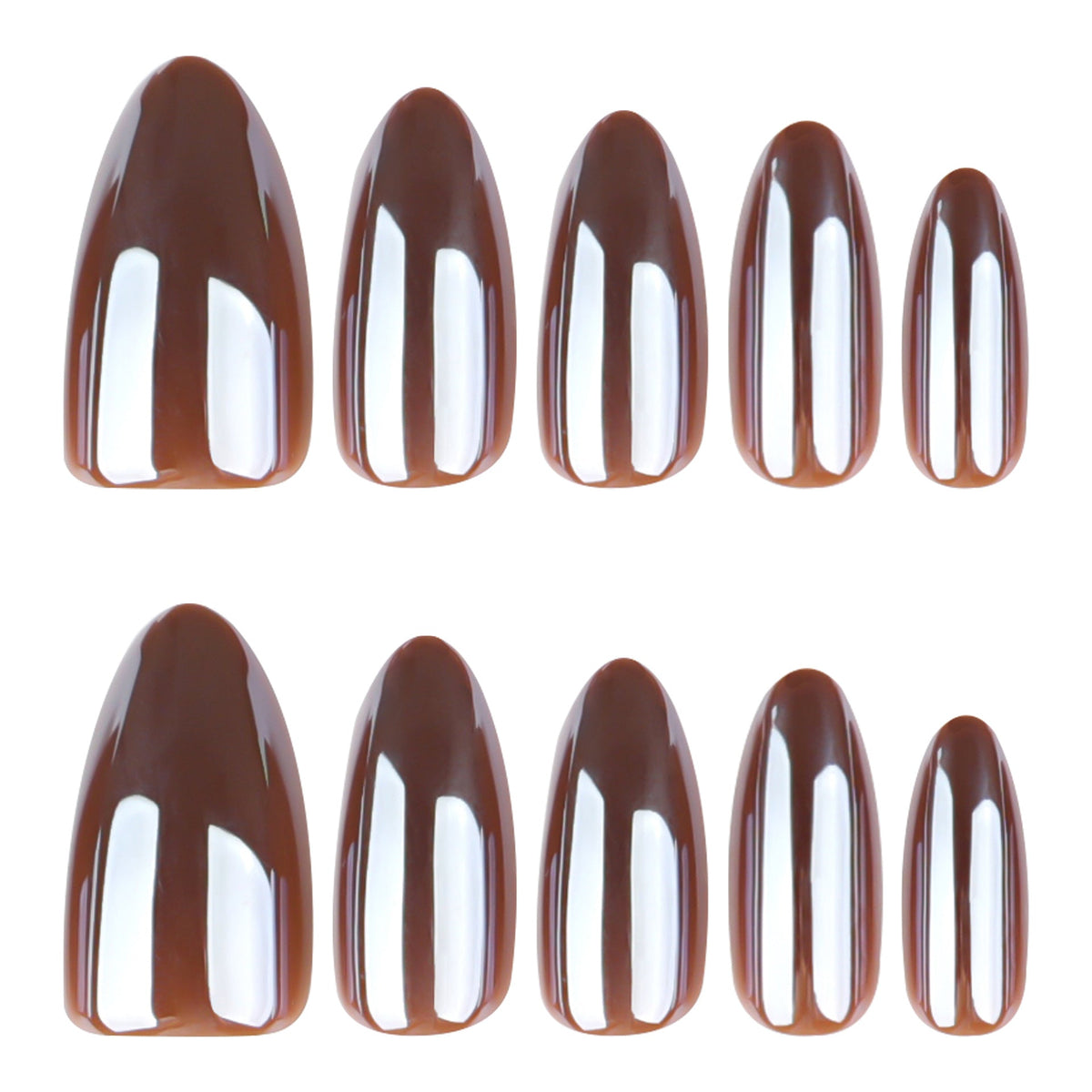 Cocoa Minimal solid brown short almond 30-piece press-on nail set