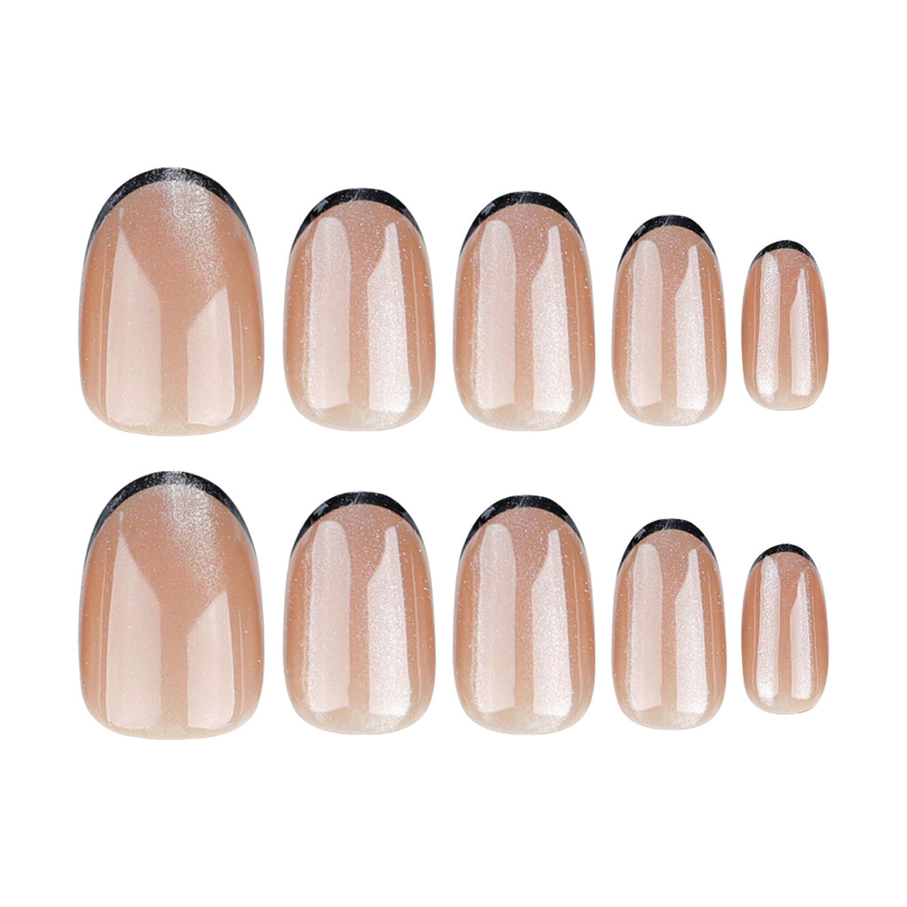 Cocoa Cat Eye French short press-on nails