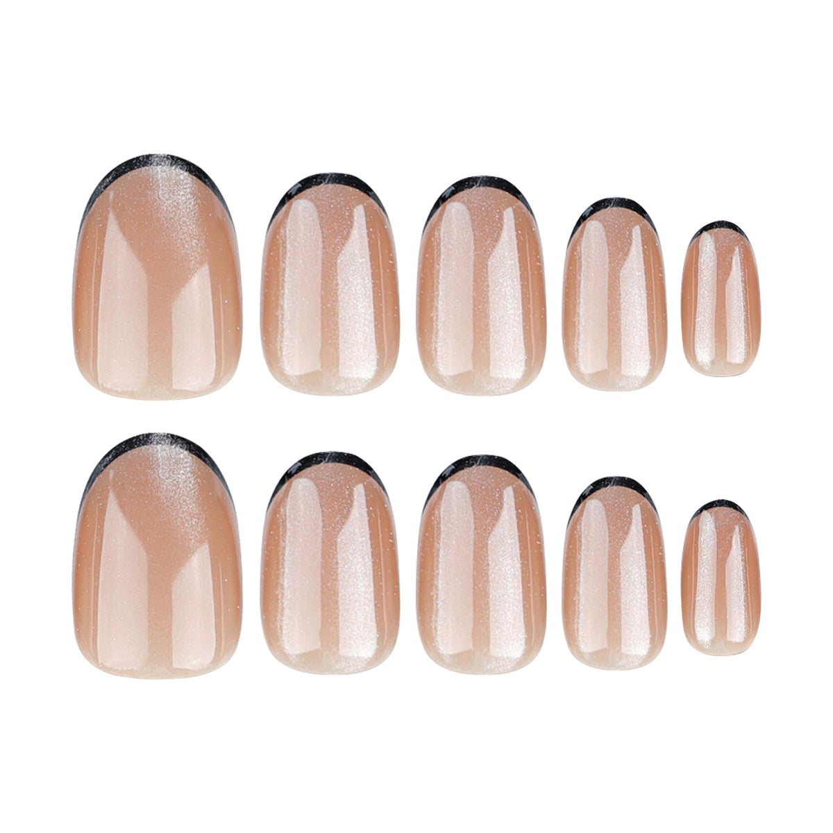 Cocoa Cat Eye French short press-on nails