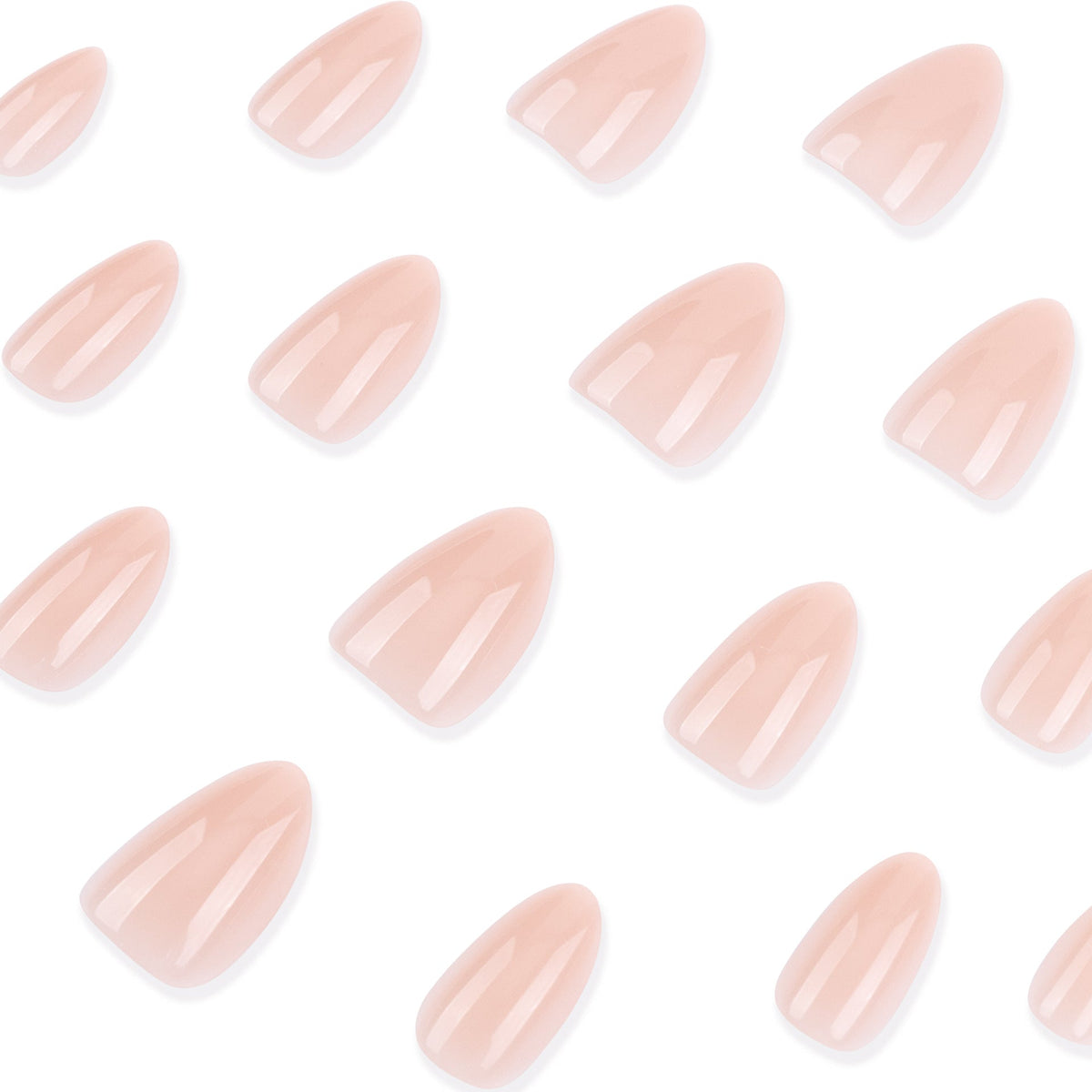 Natural Nude Almond glossy press-on nails