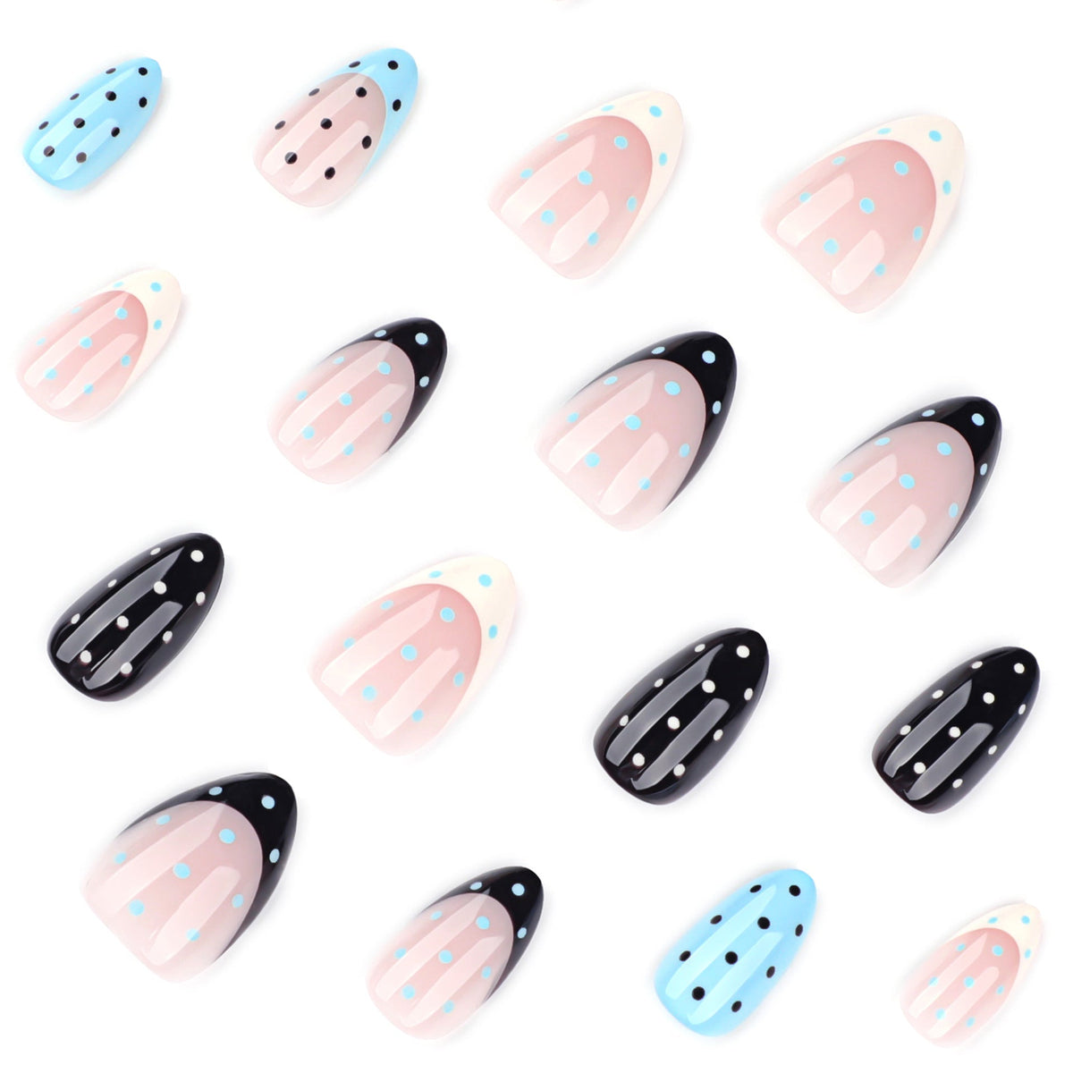 Polka Dot French almond press-on nails