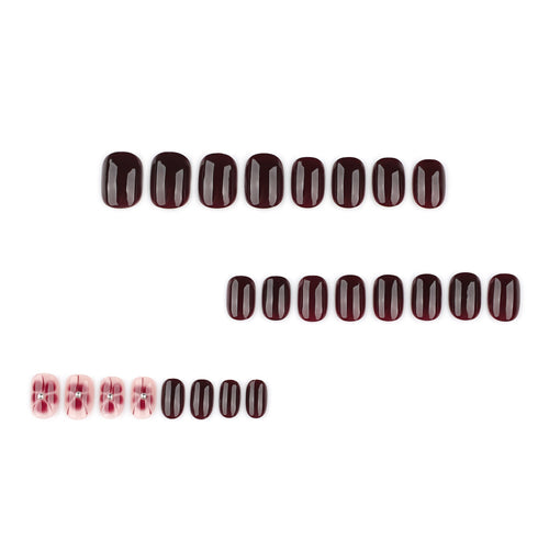 Burgundy Bloom floral press-on nails