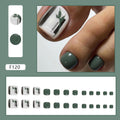 Bamboo Green solid press-on toenails