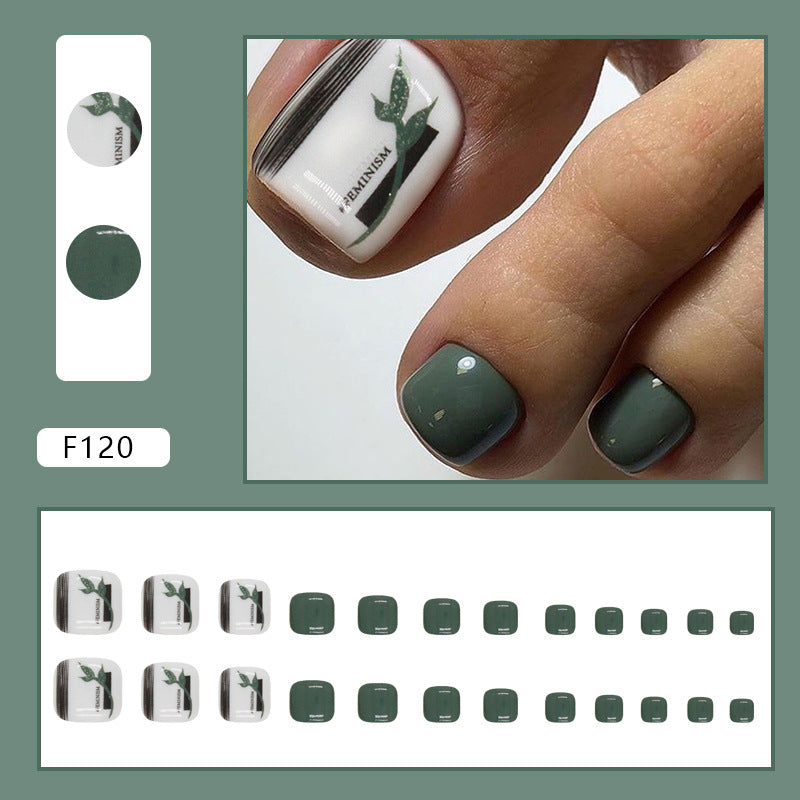 Bamboo Green solid press-on toenails