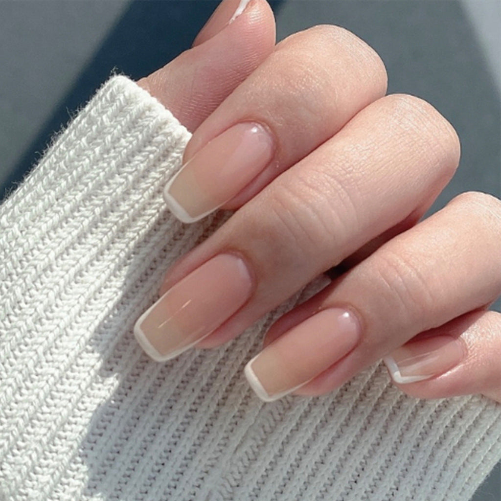 Cream Jade French short ballet press-on nails