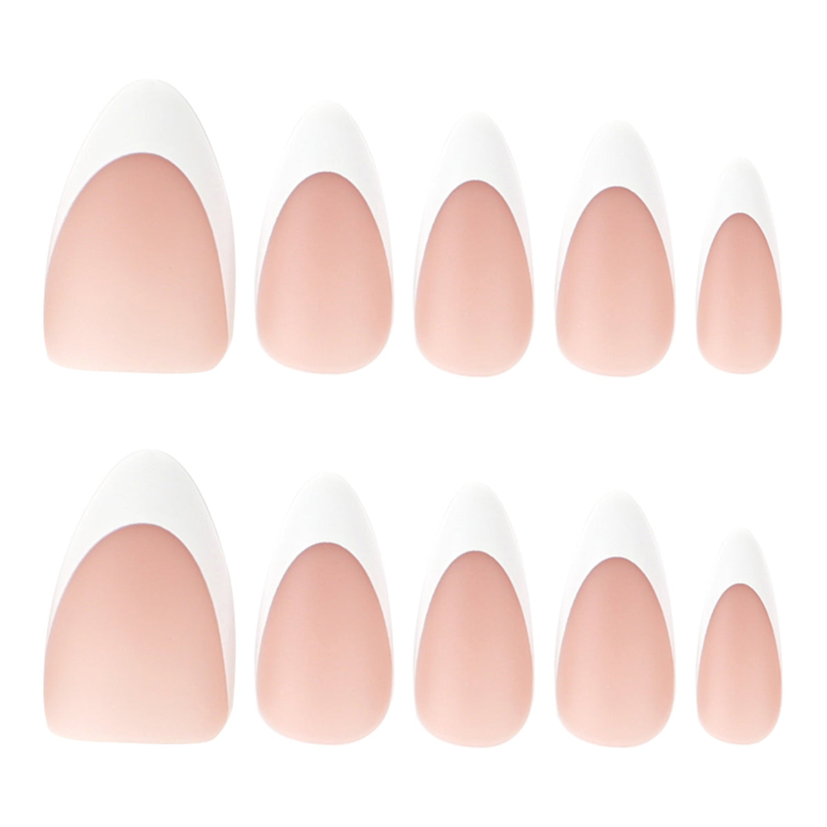 Matte White French short almond press-on nails