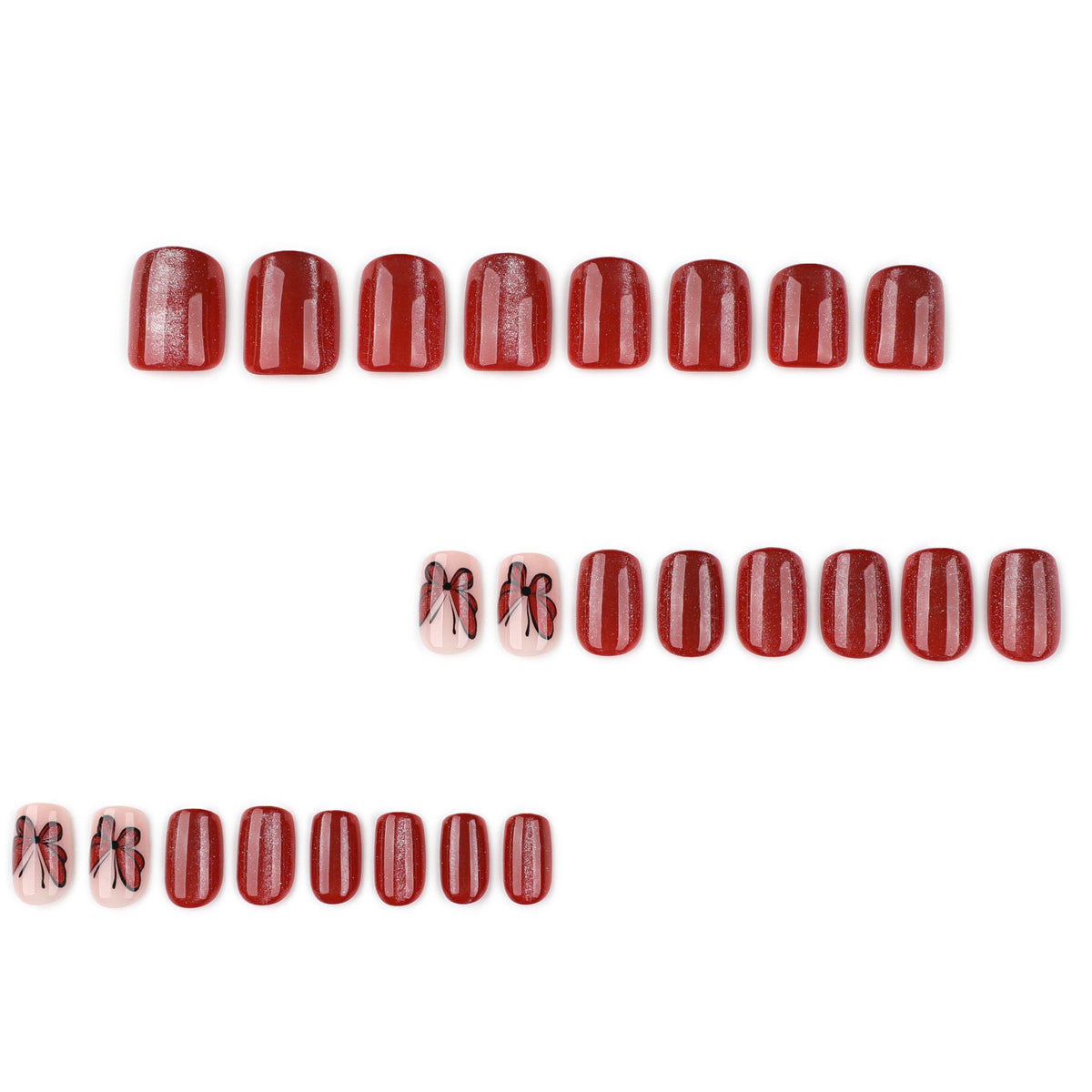 Ruby Butterfly Cat Eye short square press-on nails